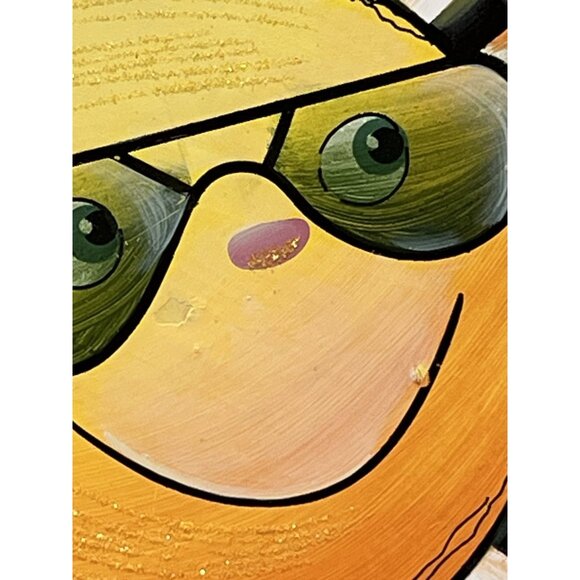 Summer Sun Round Top Collection Wall Hanging Sunshine Sunglasses 7.5” MetL Tin - Picture 4 of 8